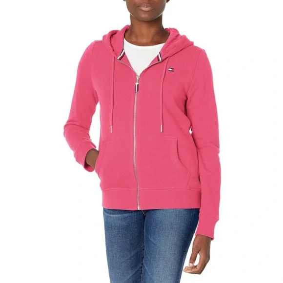 Zip Up Tommy Hilfiger Pink Hoodie Women's Tommy Hilfiger Tops